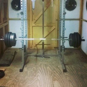 squat rack in shed
