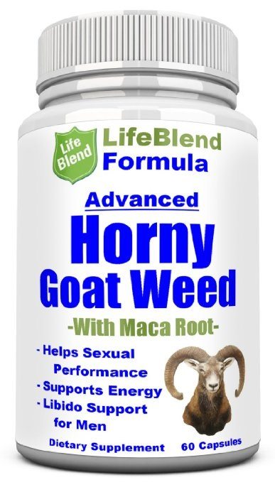 a bottle of life blend formula horny goat weed
