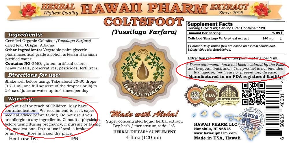 supplement ingredients label warnings