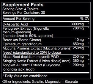 nugenix ultimate testosterone ingredients panel