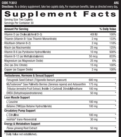gnc healthy testosterone ingredients panel