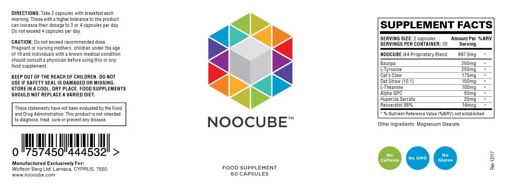 ingredients panel for noocube 