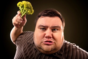 angry man with broccoli 