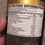 ingredients panel on a supplement tub