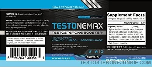 testonemax ingredients panel 
