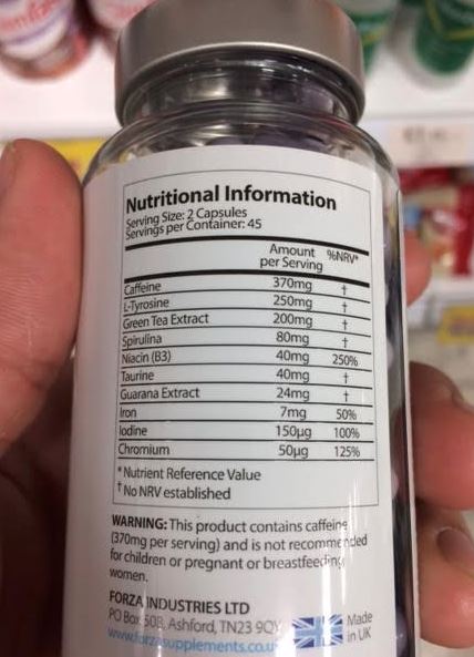 ingredients panel of T5 super strength by Forza